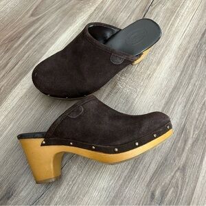 American Eagle Outfitters Brown Leather Clogs Women Size 6